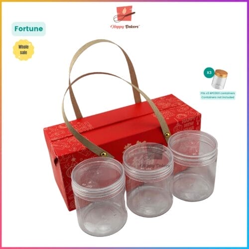 Red gift box with three clear containers
