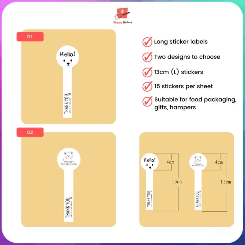 Hello Bear Lucky Day 13cm Long Sticker