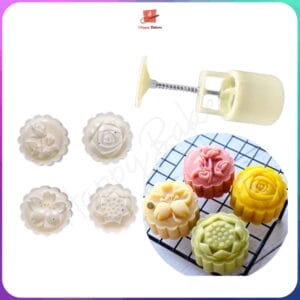 50g Assorted 4pcs Rose Design Mooncake Mould | 4pcs Design Rose Plate | For Mooncakes, Pastries, 公仔饼 月饼