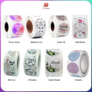 Assorted Flowery Thank You Labelling 2.5cm stickers | For Packaging, Gifts, Hampers, Appreciation, Children School