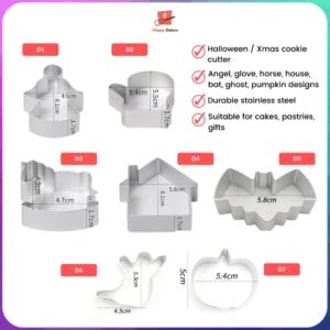 Halloween Christmas Cookies Cutter Mould | Angel Glove Horse House Bat Ghost Pumpkin Designs | For Xmas 万圣节  圣诞节