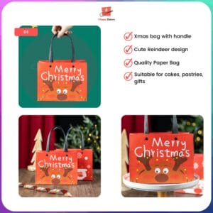 Christmas Reindeer Paper Bag With Handle