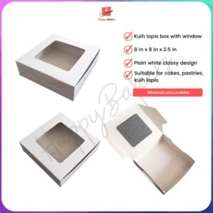 White Kuih Lapis Box With Window