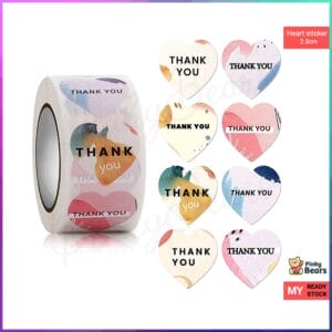Heart Shape Thank You Stickers