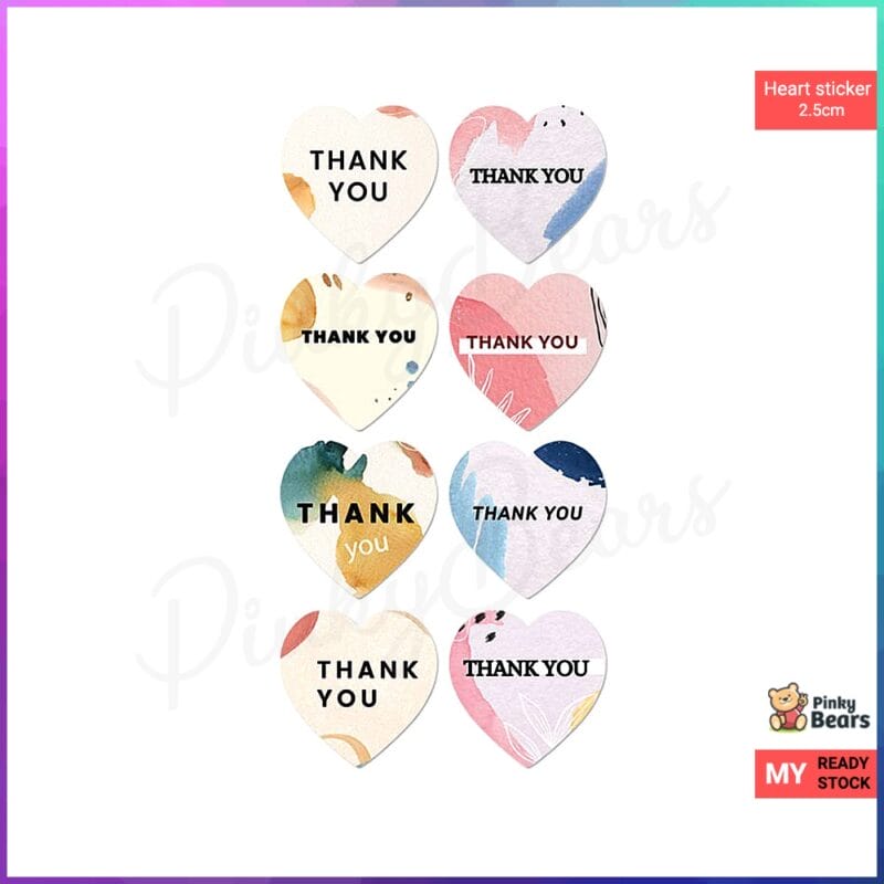 Heart Shape Thank You Stickers - Image 2