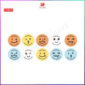 Happy Everyday Handmade and Have A Nice Day Smiley Face Round Stickers