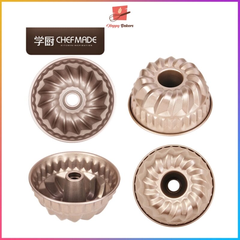 CHEFMADE 4" Non-stick Kugelhopf Cake Pan | 4 Pcs Set | Non Stick Carbon Steel Quality Bakeware - Image 2