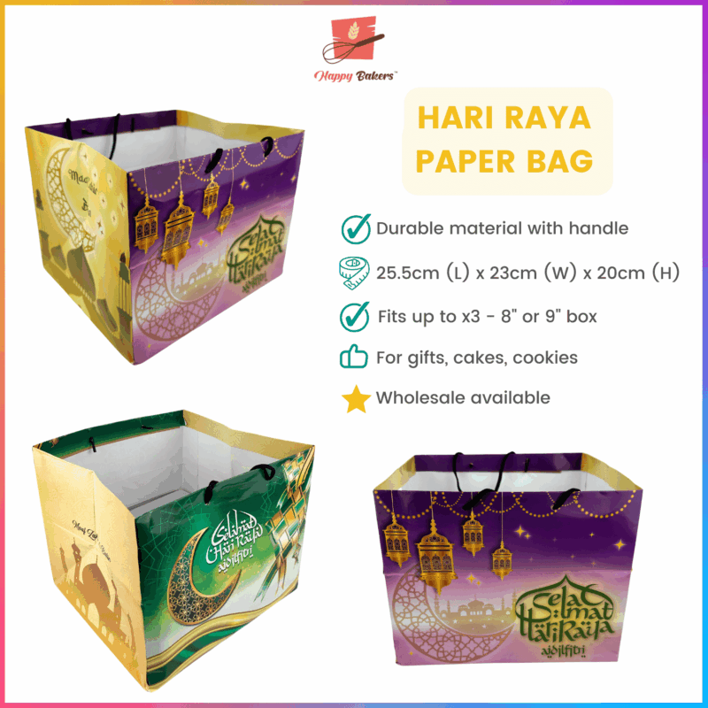 Hari Raya Paper Bag 10 inches For Cakes Cookies Telekung Gifts Kek Biskut Kuih Raya
