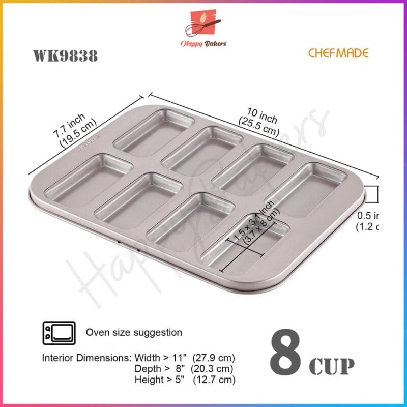 CHEFMADE WK9838 Financier 8 Cups Cake Mould Pan - Image 5