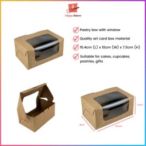 L Shaped 6 inches Brown Kraft Box With Window