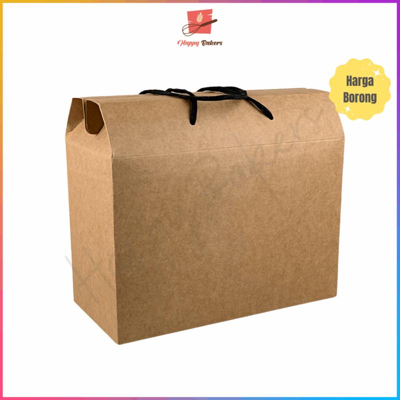 Brown Gift Box With Handle - Image 2