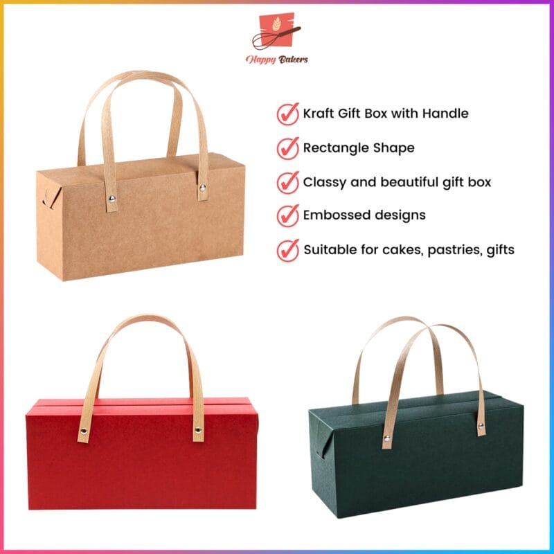 Classical Rectangle Kraft Gift Box With Handle