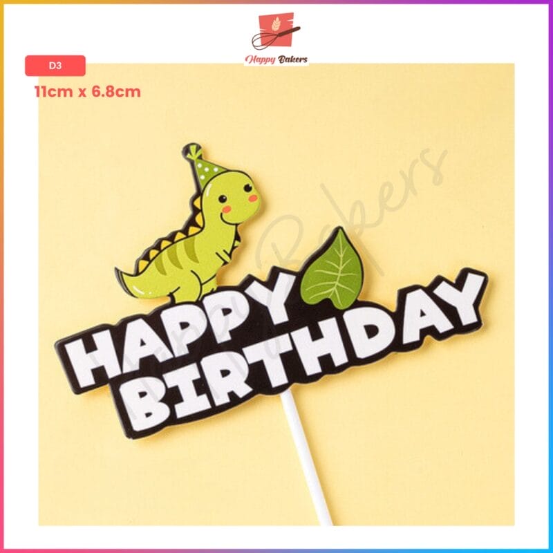 Dinosaur Theme Happy Birthday Cake Toppers - Image 3