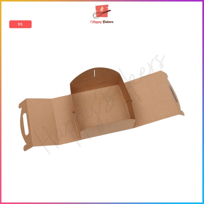 Kraft 8 inches Cake Box With Handle - Image 5