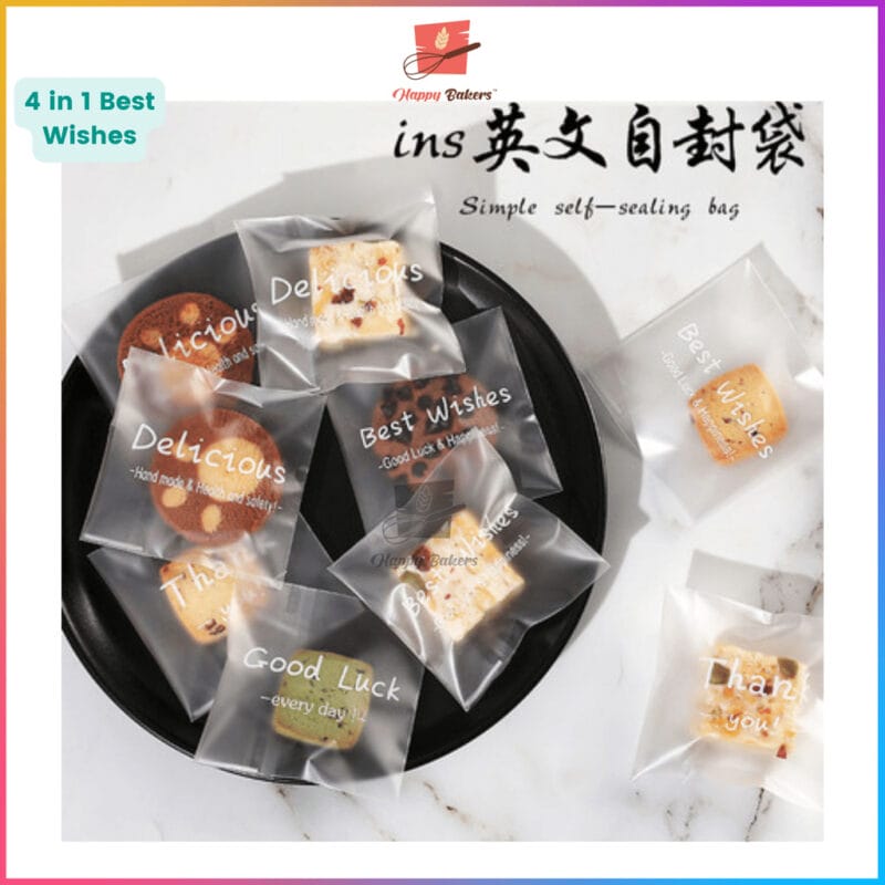 Good Wishes Self Adhesive Cookies Bag 100pcs Set - Image 4