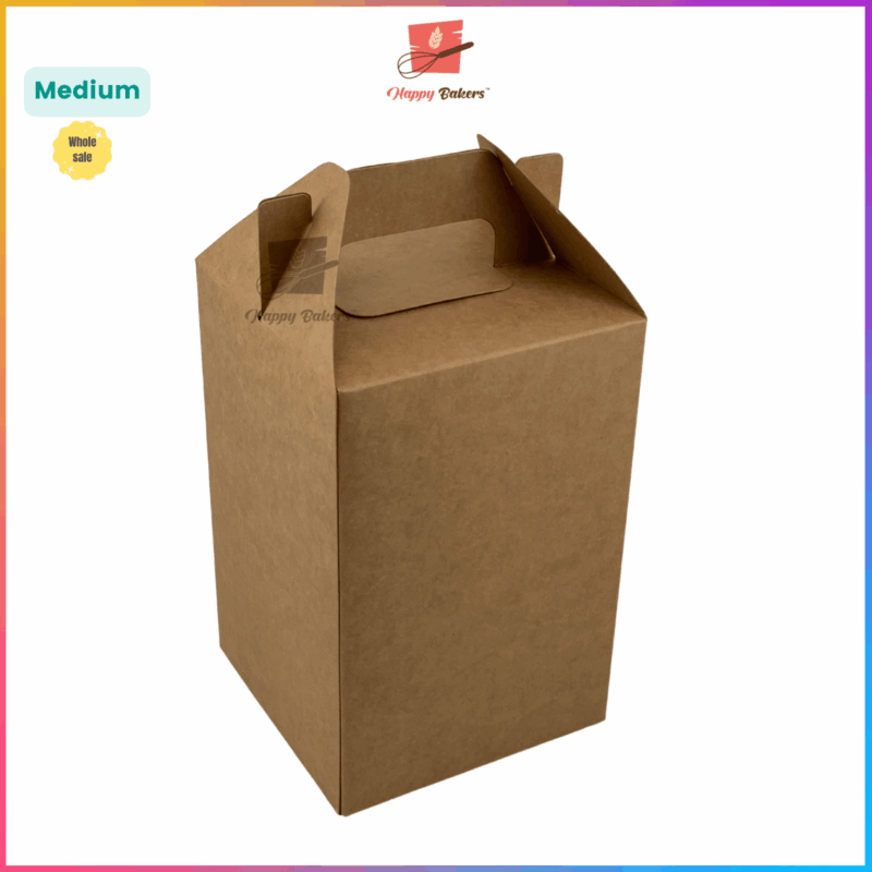 Kraft Medium Gift Box With Handle - Image 2