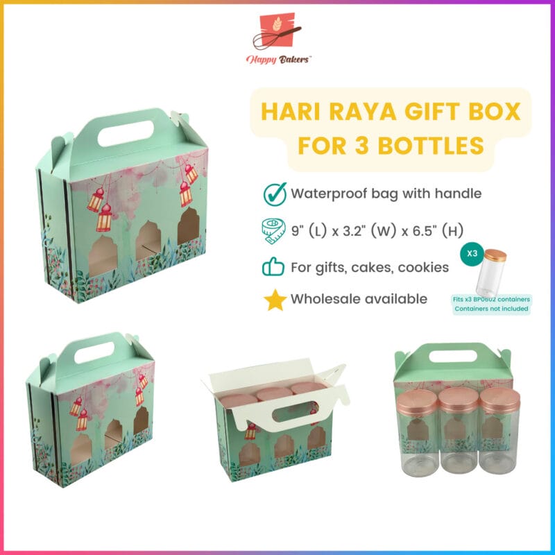Hari Raya Handle Gift Box For 3 Bottles