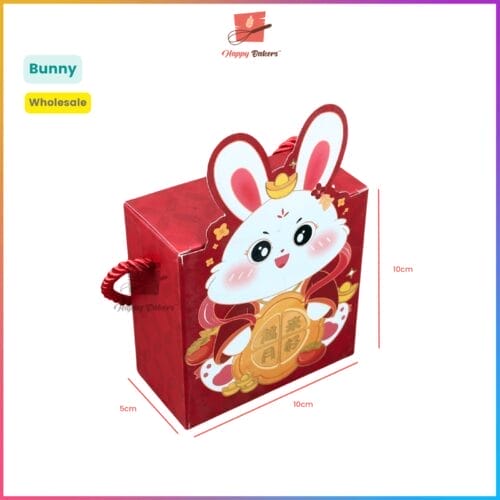 Red bunny gift box with decorative design