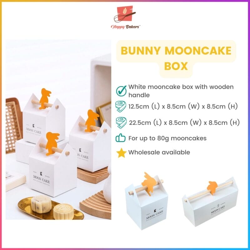 Mooncake Bunny Gift Box With Tag and Wooden Handle For 80g Moon Cakes
