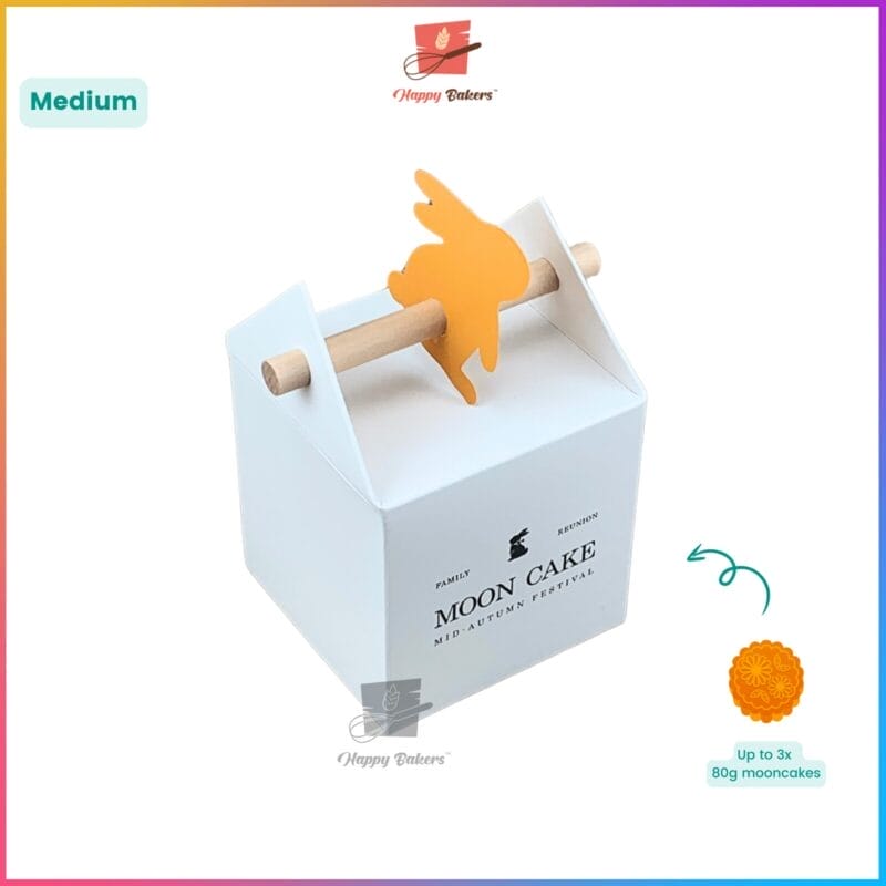 Mooncake Bunny Gift Box With Tag and Wooden Handle For 80g Moon Cakes - Image 2