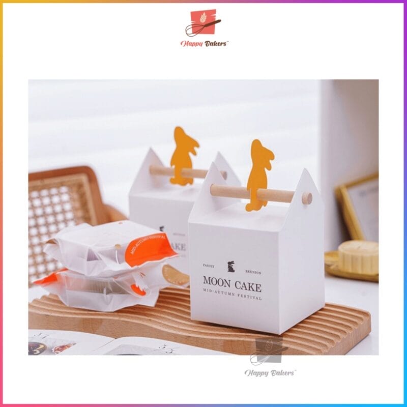 Mooncake Bunny Gift Box With Tag and Wooden Handle For 80g Moon Cakes - Image 7