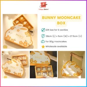 Cute Bunny Mooncake Box 6 Cavities For 80g Mooncakes Kuih Bulan 月饼盒