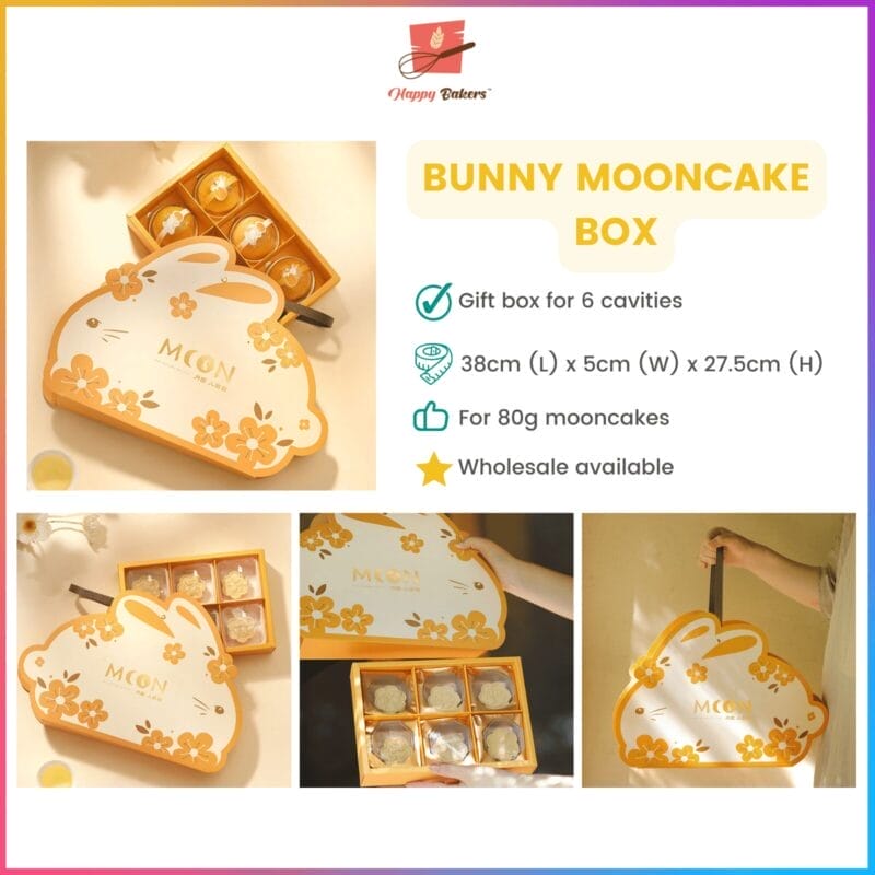 Cute Bunny Mooncake Box 6 Cavities For 80g Mooncakes Kuih Bulan 月饼盒