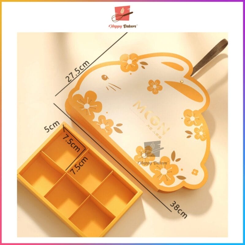 Cute Bunny Mooncake Box 6 Cavities For 80g Mooncakes Kuih Bulan 月饼盒 - Image 2
