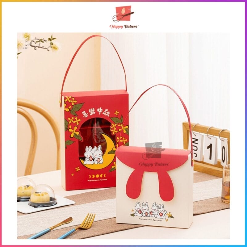 Red Bunny Mooncake Gift Box 4 or 6 Cavities For Mooncakes - Image 8