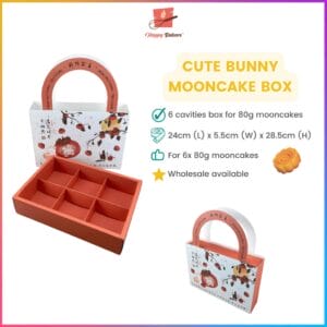 Cute Bunny Mooncake Box 6 Cavities For 6pcs 80g Mooncakes