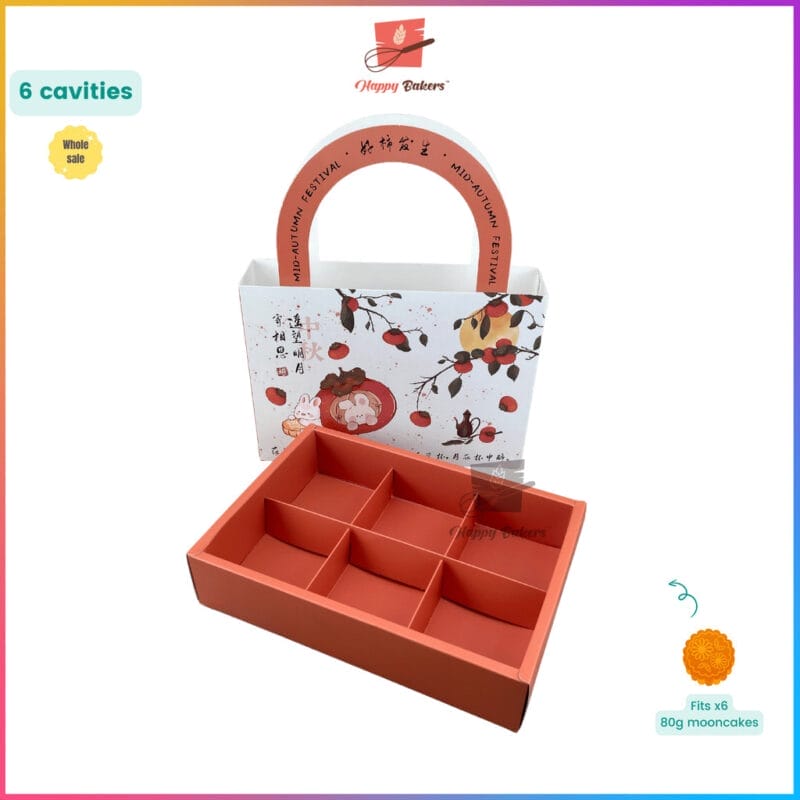 Cute Bunny Mooncake Box 6 Cavities For 6pcs 80g Mooncakes - Image 4