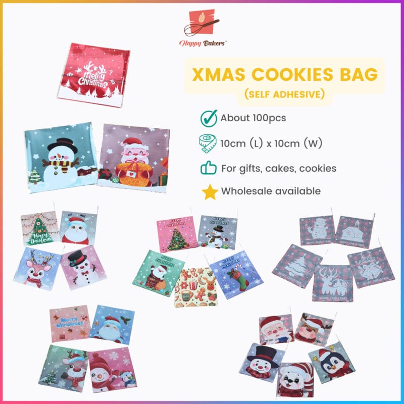 Merry Christmas Cookies Bag Self Adhesive About 100pcs