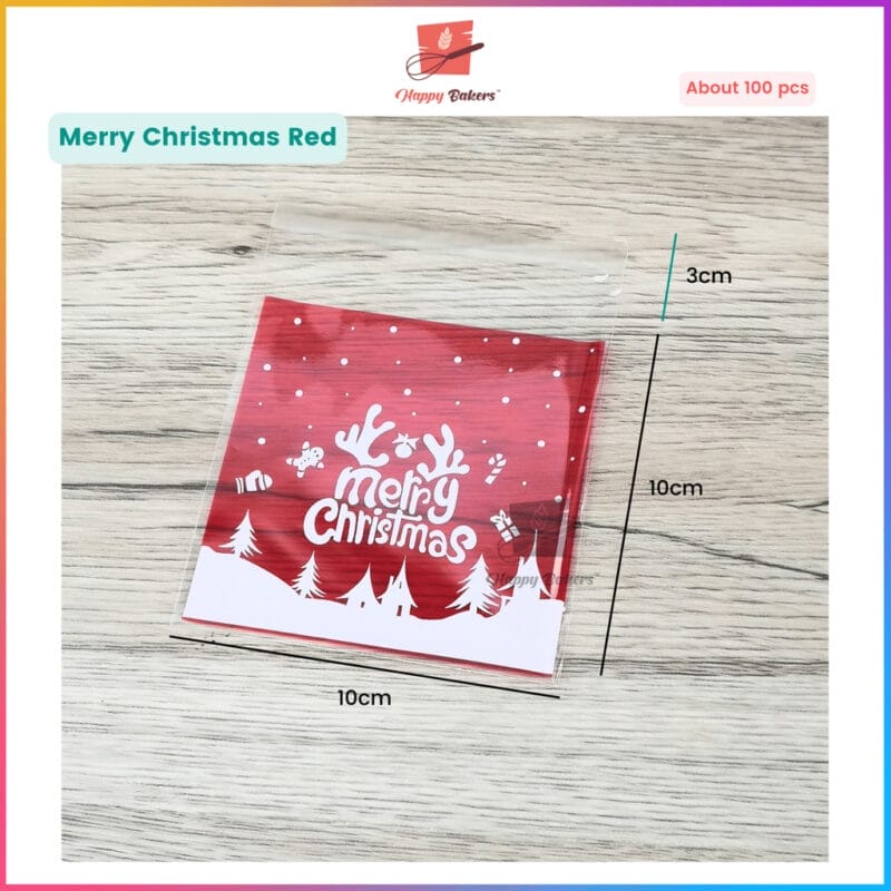 Merry Christmas Cookies Bag Self Adhesive About 100pcs - Image 2