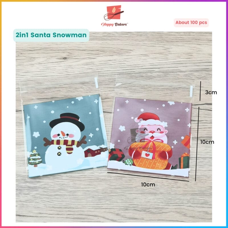 Merry Christmas Cookies Bag Self Adhesive About 100pcs - Image 3
