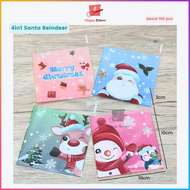 Merry Christmas Cookies Bag Self Adhesive About 100pcs - Image 4