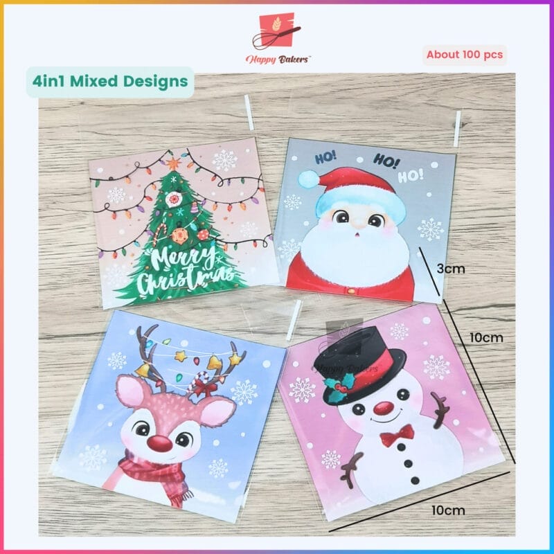 Merry Christmas Cookies Bag Self Adhesive About 100pcs - Image 5