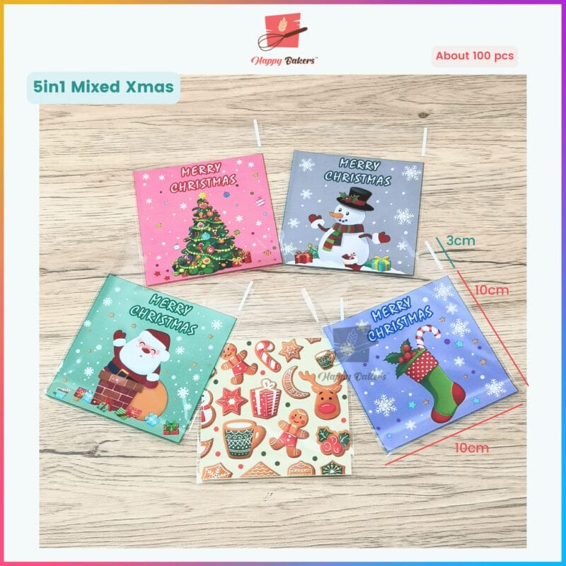 Merry Christmas Cookies Bag Self Adhesive About 100pcs - Image 8