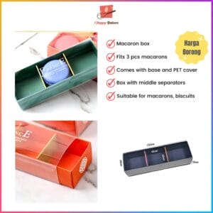 Colorful macaron boxes with separators for treats.