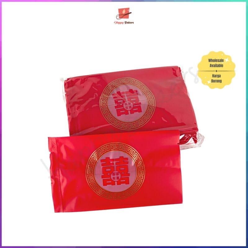 Hei 囍 Wedding 婚礼 Cookies Gift 100pcs Bag For Cookies Small Cakes Gifts - Image 3