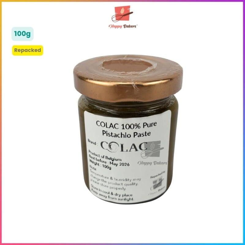 COLAC 100% Pure Pistachio Paste in glass jar.