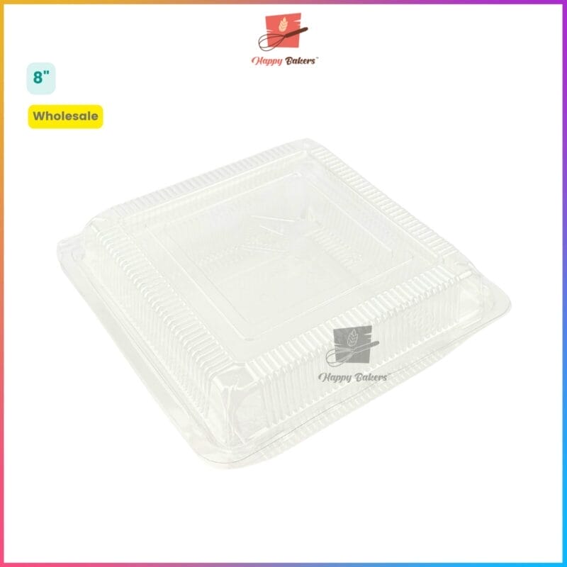 Clear plastic food container, 8 inches, wholesale.