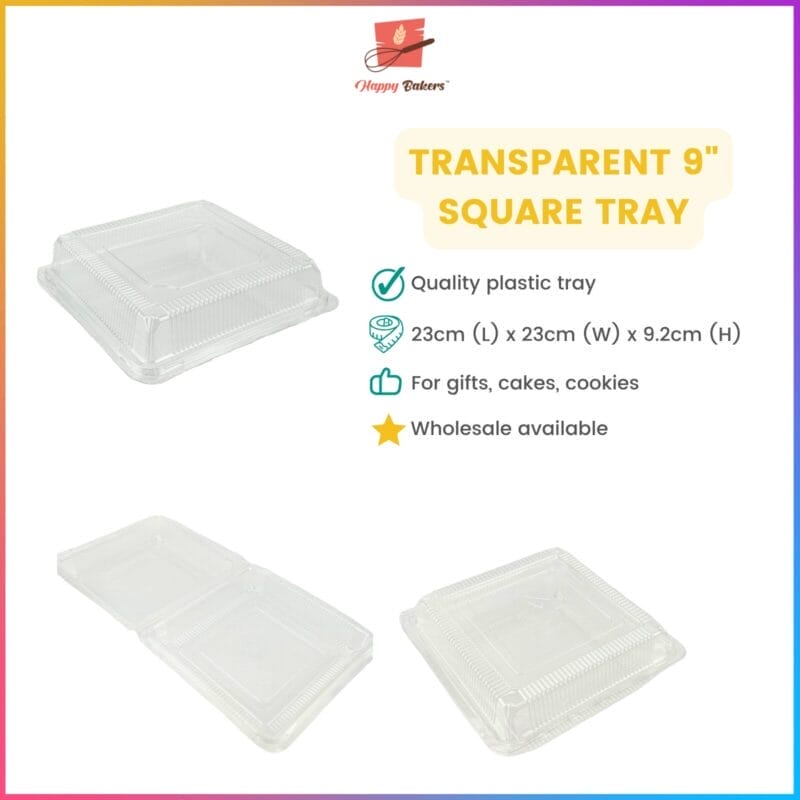 Plastic Square Food Tray 9 Inches