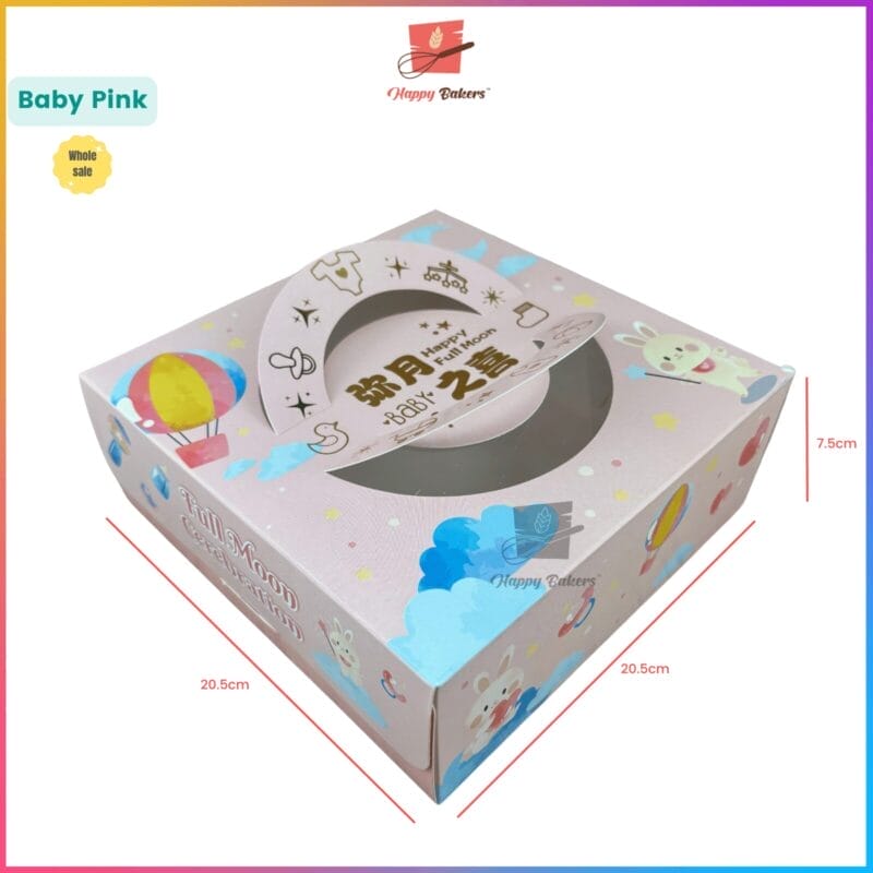 Decorative baby pink cake box with window