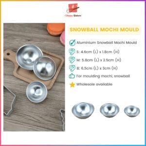 Aluminium molds for making snowball mochi desserts.