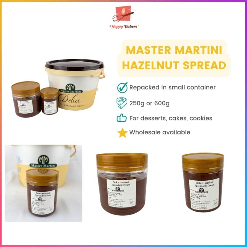 Master Martini hazelnut spread for baking and desserts.
