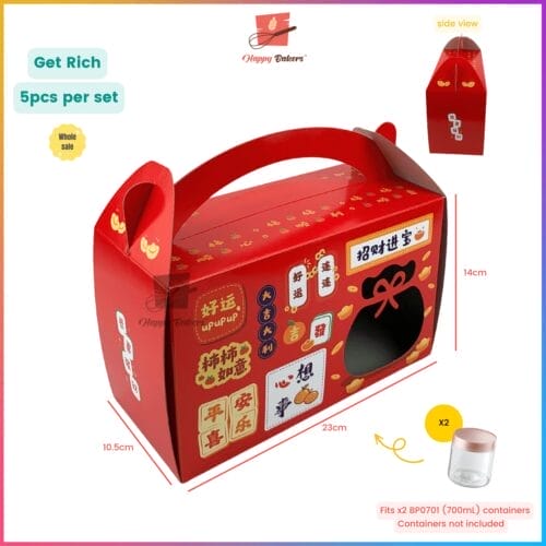 Lunar New Year Cakes Tarts 5pcs Gift Box - Get Rich - HAppyBakers